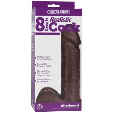 Vac-U-Lock 8in Realistic Cock - Brown